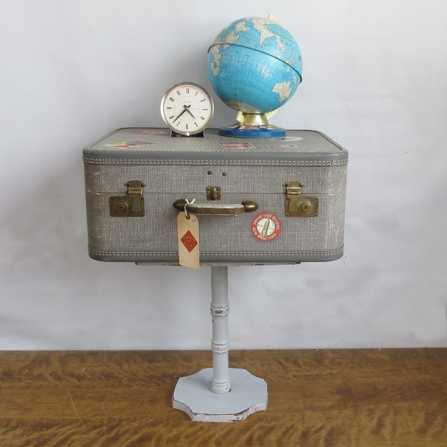 Upcycled vintage suitcase side table