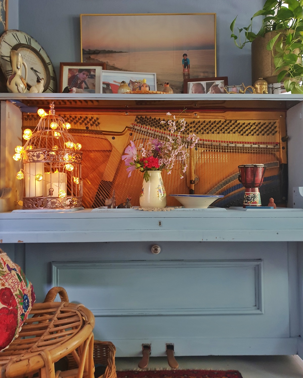 how to upcycle and repurpose and old upright piano into a cabinet